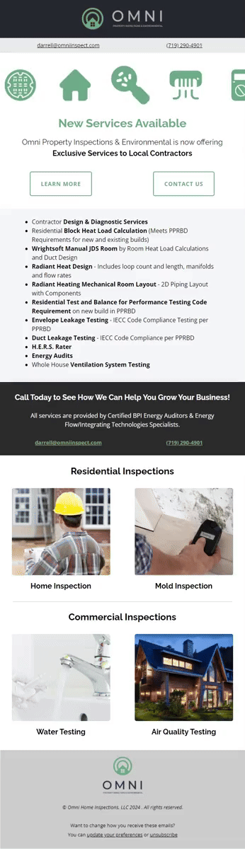 Omni Property Inspections & Environmental email designs