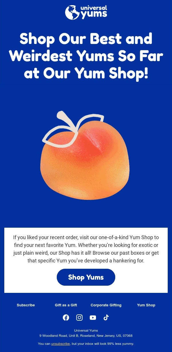 Universal Yums email designs