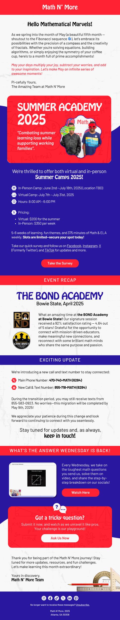 Math N' More email designs