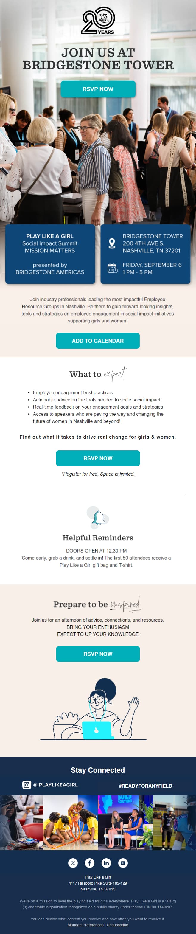 Play Like a Girl email designs