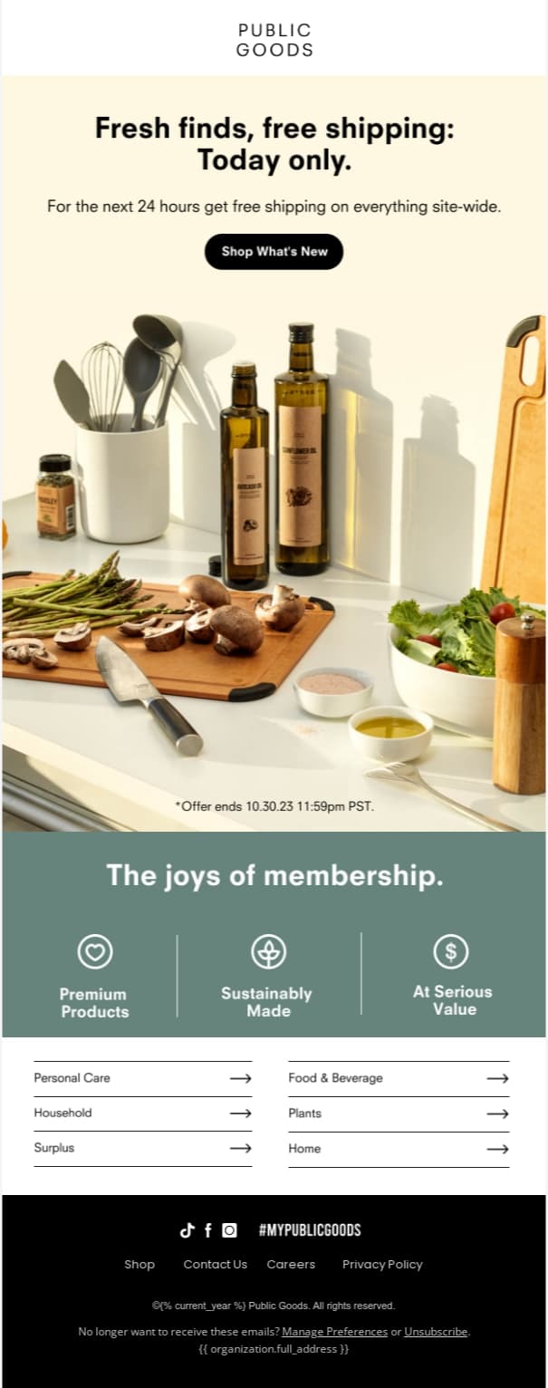Public Goods email designs
