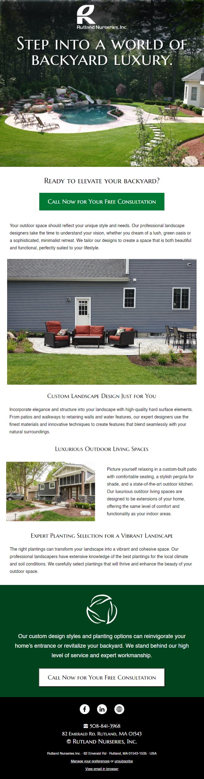 Rutland Nurseries Inc. email designs