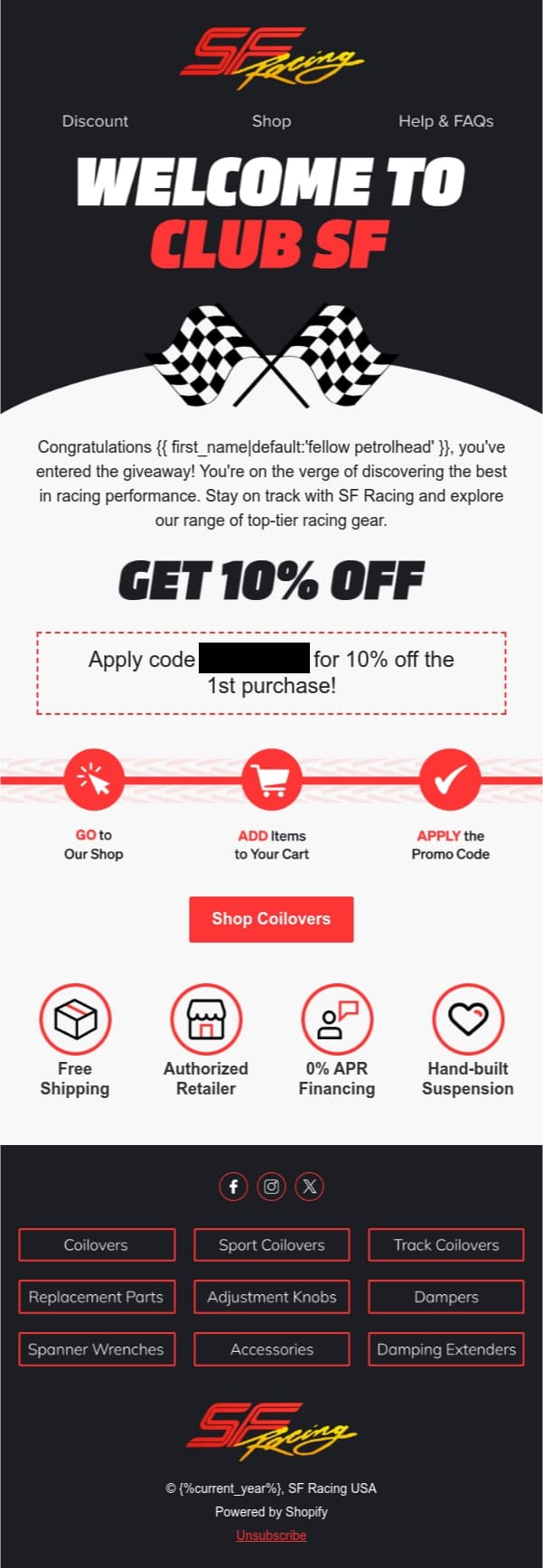 SF Racing email designs