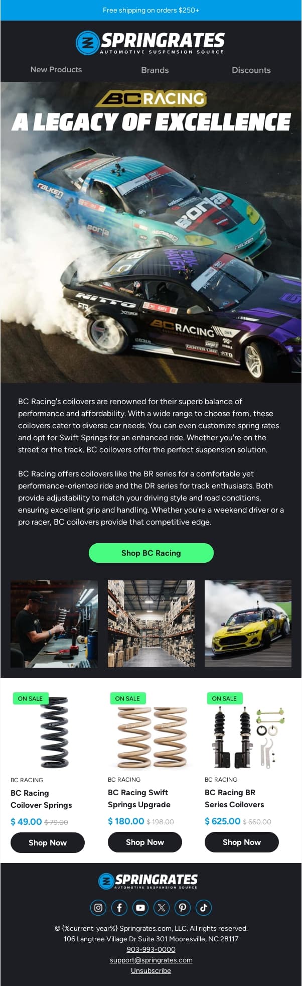 BC Racing email designs