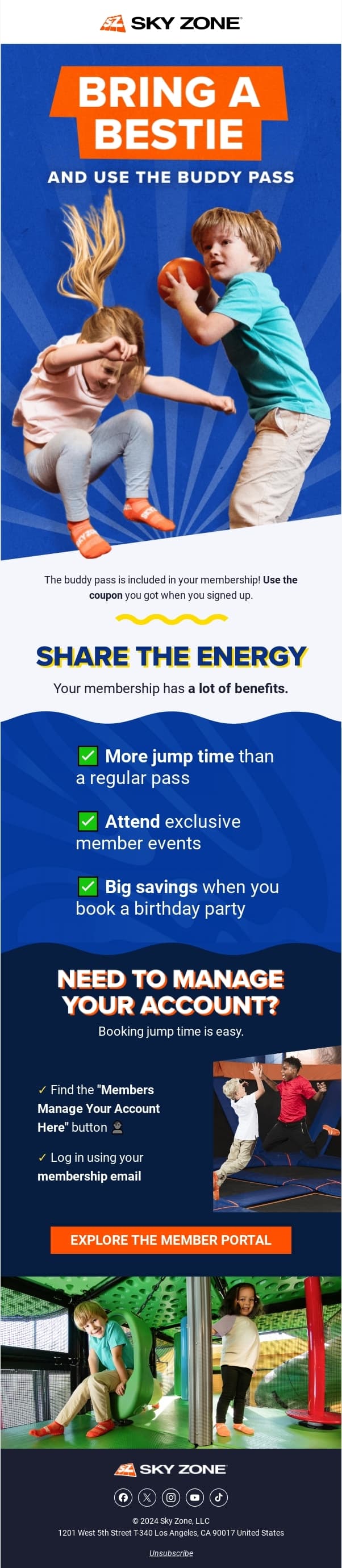 Sky Zone email designs