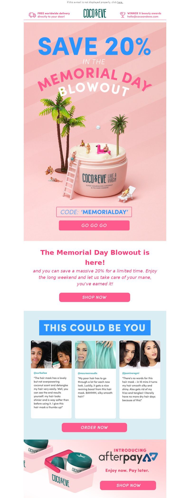 Coco & Eve's Memorial Day Email