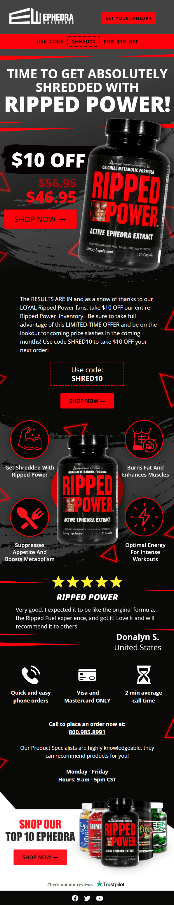 Ephedra Warehouse email designs