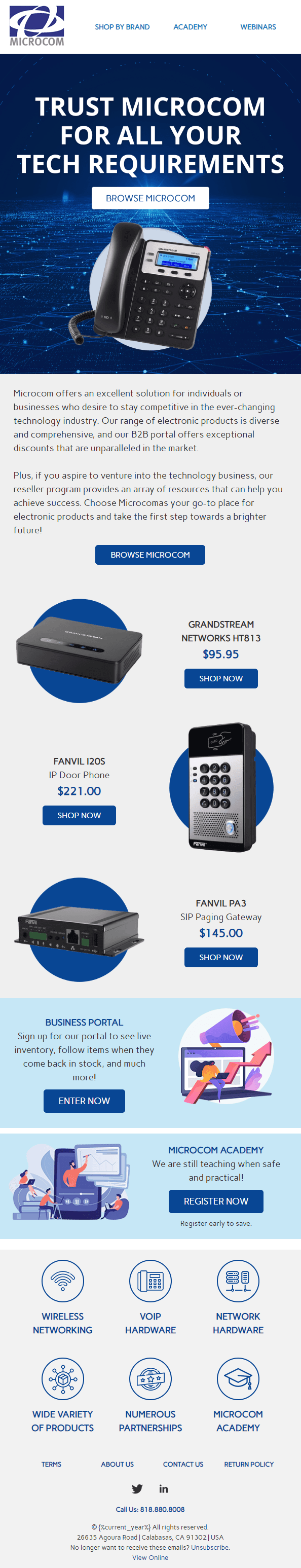 Microcom email designs