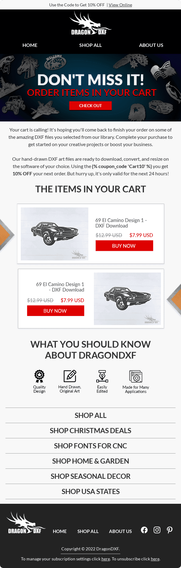 Dragon DXF email designs