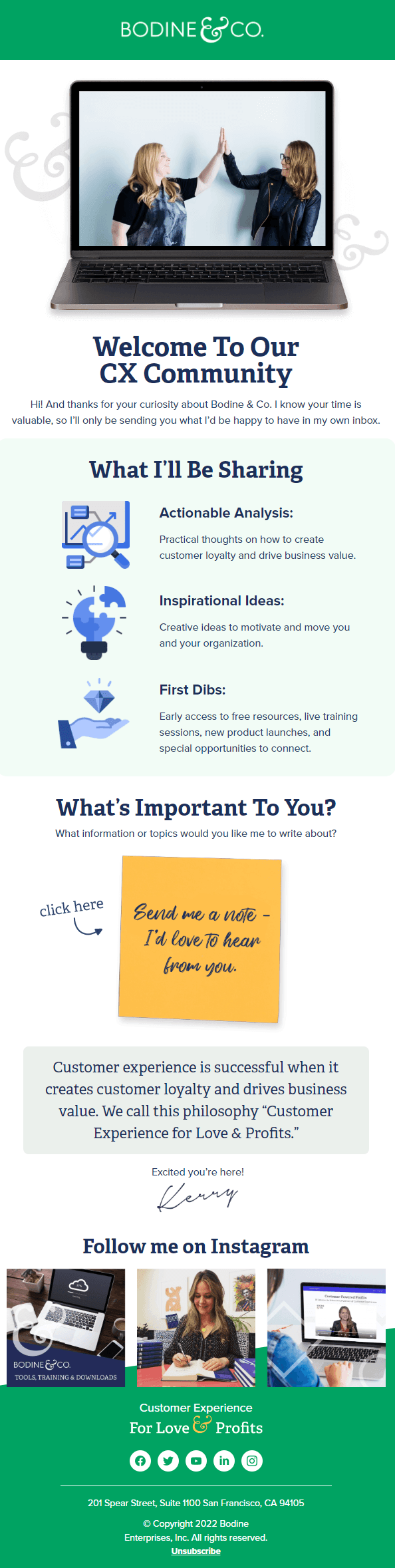 Bodine & Co email designs