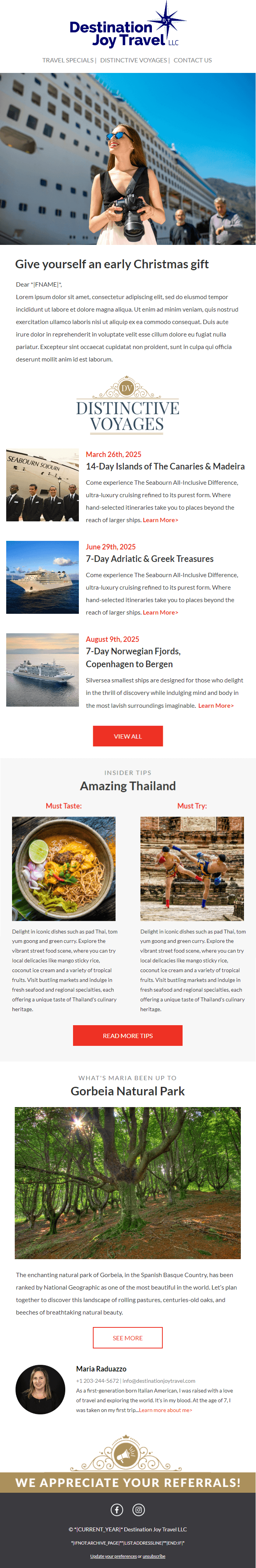 Destination Joy Travel email designs